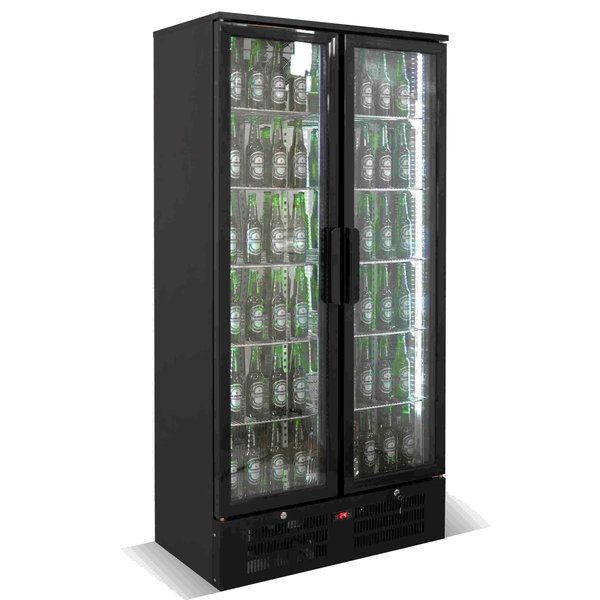 Drankenkoeling | 458L | Zwart | 0°C/+10°C | Geventileerd | Draaideuren | 900x515x1820(h)mm