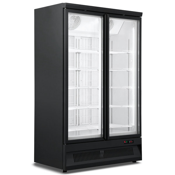 Koelkast | 1000L | Zwart | 0°C/+10°C | Geforceerd | 0.46kW | Klapdeuren | Wielen (Geremd) | 1253x710x1997(h)mm