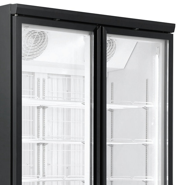 Koelkast | 1000L | Zwart | 0°C/+10°C | Geforceerd | 0.46kW | Klapdeuren | Wielen (Geremd) | 1253x710x1997(h)mm
