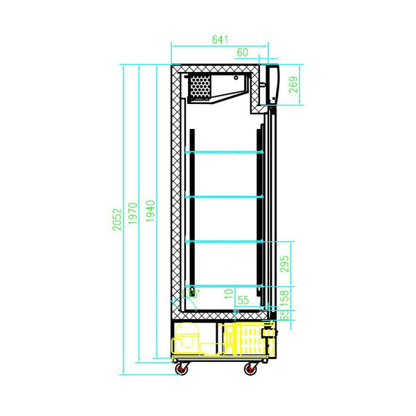 Koelkast | 1200L | Zwart | +2°C/+8°C | Geforceerd | 0.17kW | Klapdeuren | Wielen (Geremd) | 1370x700x1990(h)mm