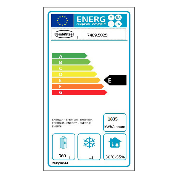 Koelkast | 1400L (2/1 GN) | RVS |  -2°C/+8°C | Geforceerd | 0.3kW | Klapdeuren | 1400x810x2050(h)mm