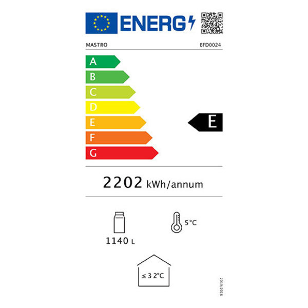 Koelkast | 1140L | Zwart | +1°C/+10°C | Geventileerd | 0.75kW | Klapdeuren | Wielen | 1200x740x2145(h)mm