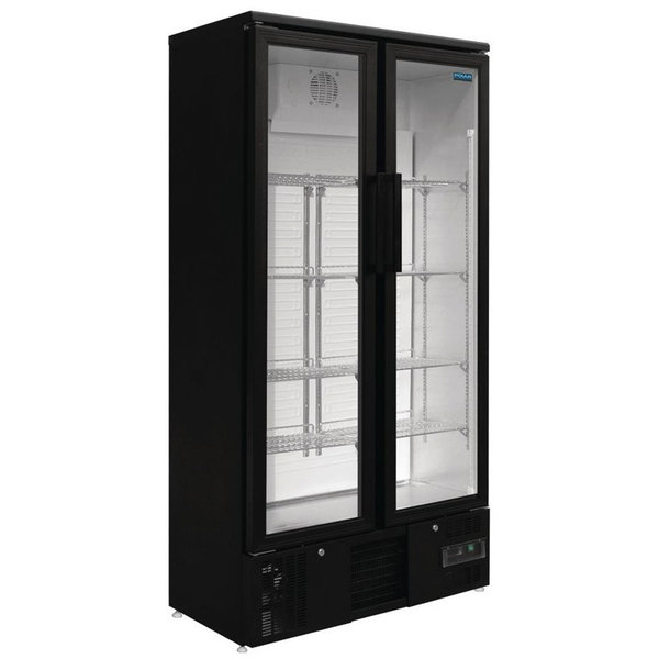 Drankenkoeling | 490L | Zwart | +2°C/+8°C | Geventileerd | 0.25kW | Klapdeuren | Wielen | 920x514x1880(h)mm