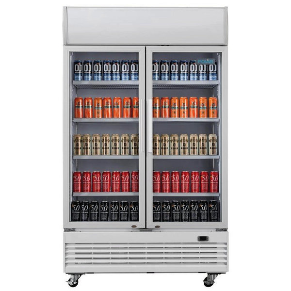 Koelkast | 950L | Wit | 0°C/+10°C | Geforceerd | 0.5kW | Klapdeuren | Wielen (Geremd) | 1200x730x2036(h)mm