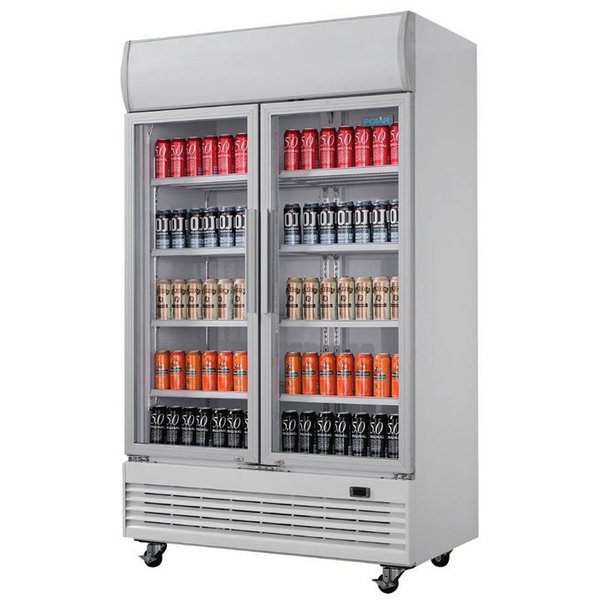 Koelkast | 950L | Wit | 0°C/+10°C | Geforceerd | 0.5kW | Klapdeuren | Wielen (Geremd) | 1200x730x2036(h)mm