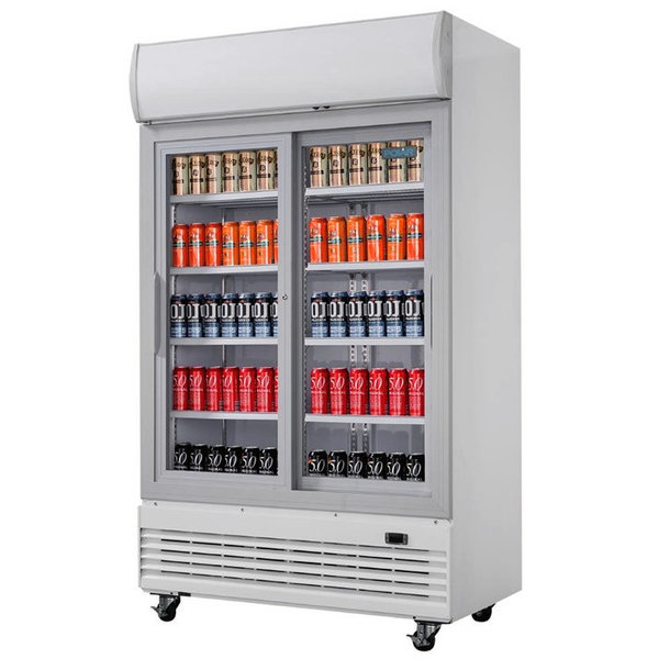 Koelkast | 950L | Wit | 0°C/+10°C | Geforceerd | Schuifdeuren | Wielen (Geremd) | 1200x730x2036(h)mm