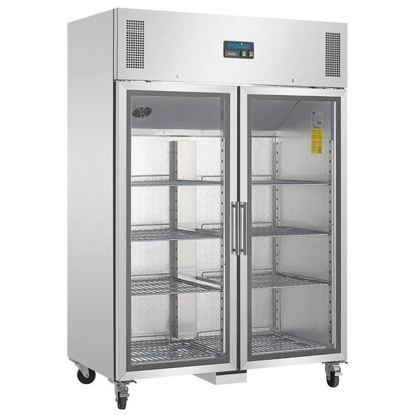 Koelkast | 1200L (2/1 GN) | RVS | +2°C/+8°C | Geventileerd | 0.6kW | Klapdeuren | Wielen (Geremd) | 1340x800x2010(h)mm