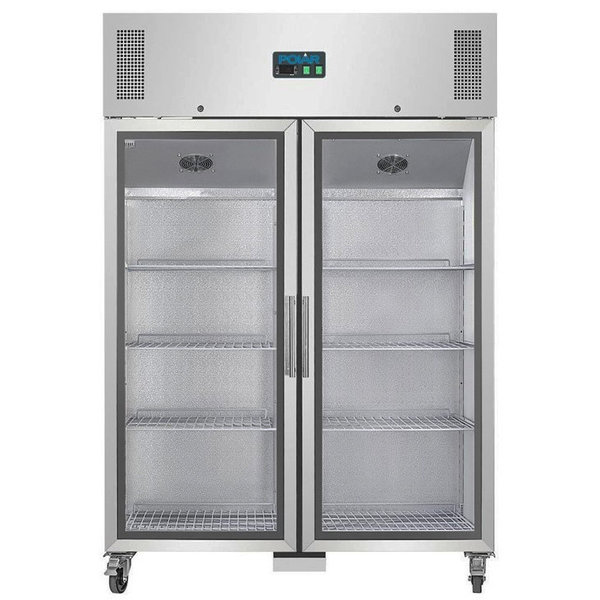 Koelkast | 1200L (2/1 GN) | RVS | +2°C/+8°C | Geventileerd | 0.6kW | Klapdeuren | Wielen (Geremd) | 1340x800x2010(h)mm