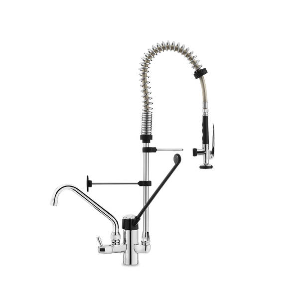 Gastro-Inox monobloc voorspoeldouche met handsfree en zwenkkraan van 250mm |Totale hoogte 700mm |  Verchroomd koper