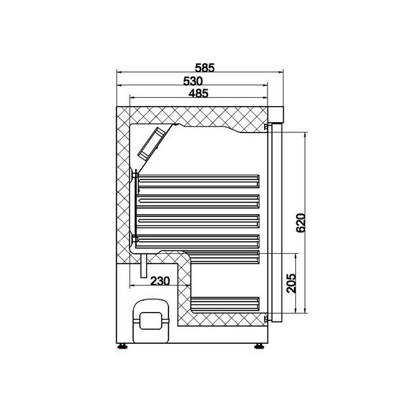 Koelkast | 153L | RVS | 0°C/+8°C | Statisch + Ventilator | 600x585x855(h)mm