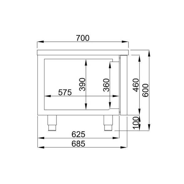 Koelwerkbank | Laag Model | 180L | 2 Laden (1/1 GN) | -2°C/+8°C | Geforceerd | 0.17kW | 1200x700x600(h)mm
