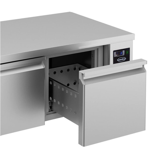Koelwerkbank | Laag Model | 180L | 2 Laden (1/1 GN) | -2°C/+8°C | Geforceerd | 0.17kW | 1200x700x600(h)mm