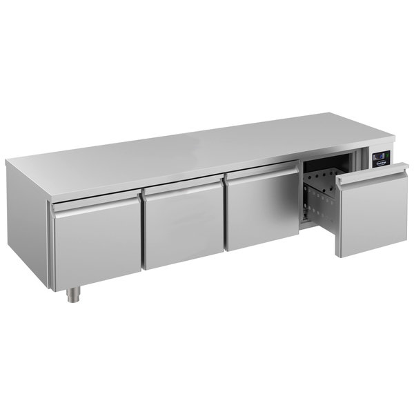 Koelwerkbank | Laag Model | 360L | 4 Laden (1/1 GN) | -2°C/+8°C | Geforceerd | 0.35kW | 2130x700x600(h)mm
