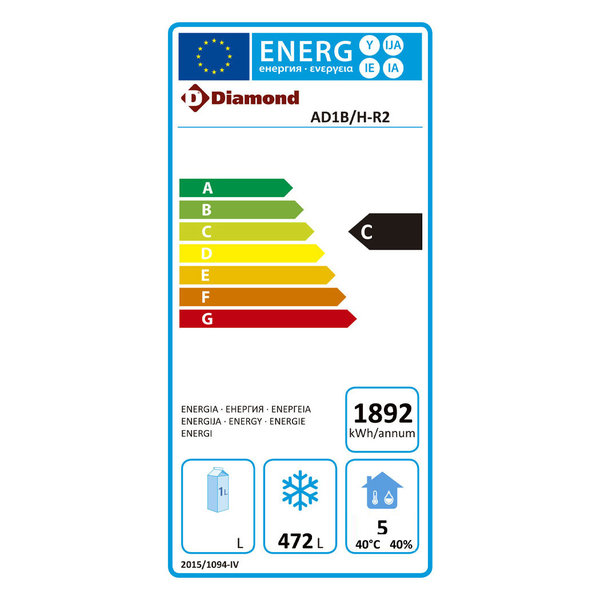 Vrieskast | 700L (2/1 GN) | RVS | -15°C/-25°C | Geventileerd | 0.55kW | 770x820x2025(h)mm