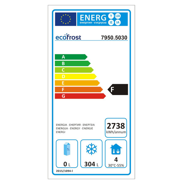 Vrieskast | 429L | RVS | -15°C/-20°C | Geventileerd | 0.45kW | Wielen (Geremd) | 680x710x2010(h)mm