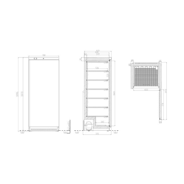 Vrieskast | 600L | Wit | -18°C/-22°C | Statisch | Wielen | 780x720x1885(h)mm