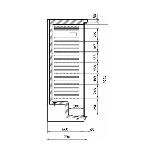 Vrieskast | 580L (2/1 GN) | Wit | -15°C/-25°C | Statisch | 0.36kW | Antibacterieel | Wielen | 775x740x1882(h)mm