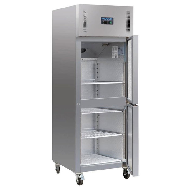 Vrieskast | 600L (2/1 GN) | RVS | -10°C/-20°C | Geventileerd | 0.6kW | Dubbele Deur | Wielen (Geremd) | 680x800x2010(h)mm