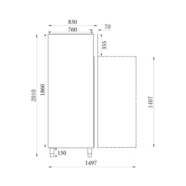 Vrieskast | 1410L (2/1 GN) | RVS | -18°C/-22°C | Geforceerd | 1480x830x2010(h)mm