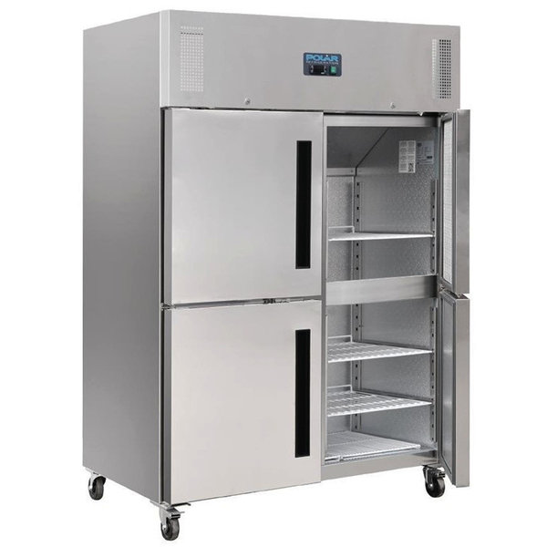Vrieskast | 1200L (2/1 GN) | RVS | -10°C/-20°C | Geventileerd | 0.7kW | Dubbele Deuren | Wielen (Geremd) | 1340x800x2010(h)mm