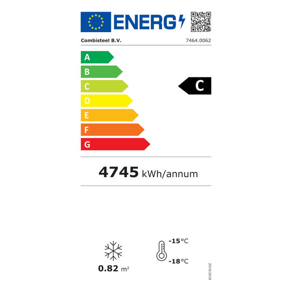 Vrieskast | 382L | Wit | -18°C/ -24°C | Statisch | 0.67kW | 640x670x1875(h)mm