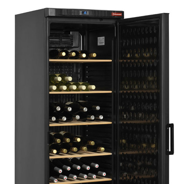 Wijnkoelkast | 380L (118x 75cl) | Zwart | 1 Zone | +1°C/+18°C | Statisch + Ventilator | 595x595x1840(h)mm
