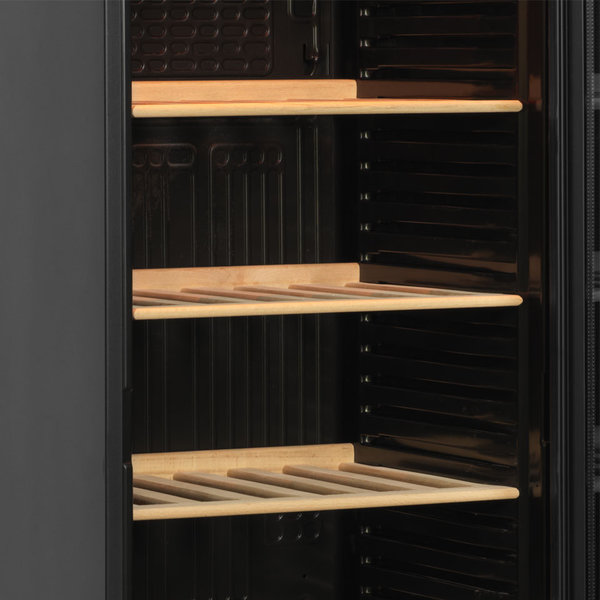 Wijnkoelkast | 380L (118x 75cl) | Zwart | 1 Zone | +1°C/+18°C | Statisch + Ventilator | 595x595x1840(h)mm