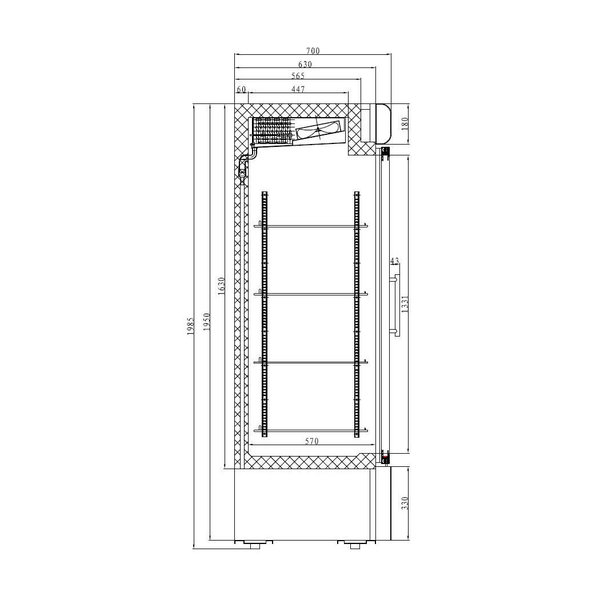 Vrieskast | 412L | Wit | -18°C/-24°C | Geforceerd | 0.25kW | 680x720x1990(h)mm