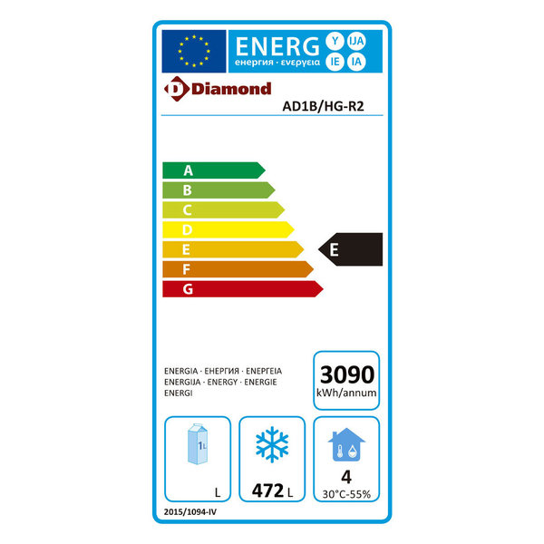 Vrieskast | 700L (2/1 GN) | RVS | -10°C/-20°C | Geventileerd | 0.6kW | 770x820x2025(h)mm