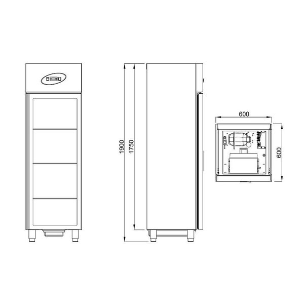 Vrieskast | 400L | RVS | -10°C/-18°C | Geventileerd | 0.78kW | 600x600x1900(h)mm