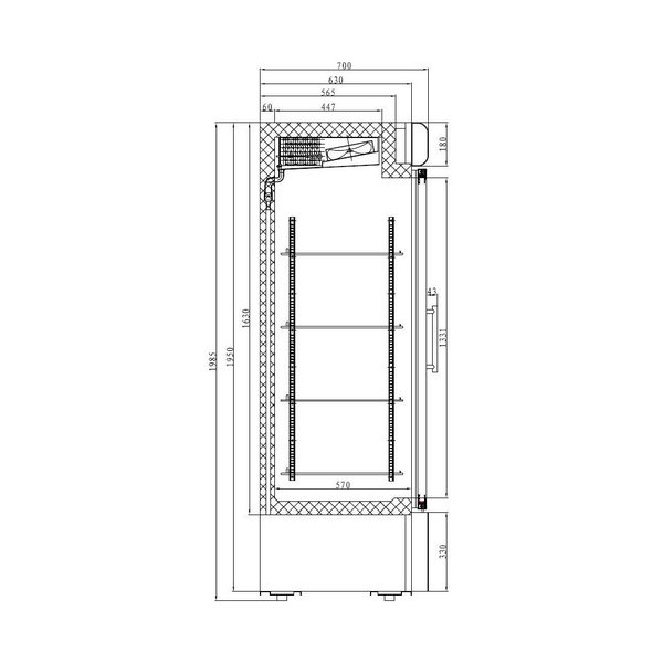 Vrieskast | 1000L | Wit | -18°C/-24°C | Geforceerd | 0.4kW | 1370x720x1990(h)mm