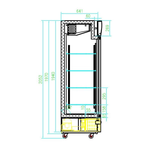 Vrieskast | 1100L | Zwart | -18°C/-24°C | Geforceerd | 1.03kW | Wielen (Geremd) | 1370x700x1990(h)mm
