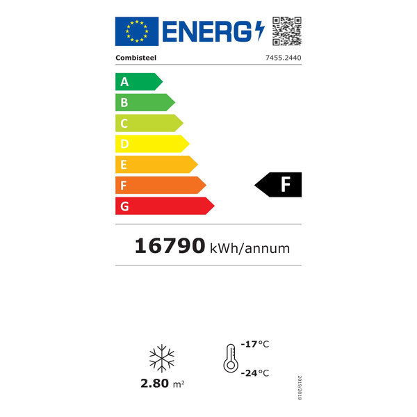Vrieskast | 2060L | Wit | -18°C/-22°C | Geforceerd | 2.53kW | Wielen (Geremd) | 2508x710x2092(h)mm