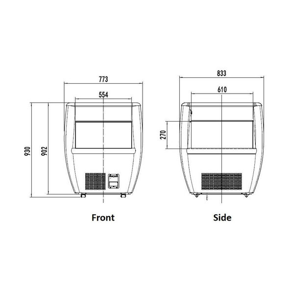 Koeleiland | Zwart | +2°C/+8°C | Geforceerd | 0.55kW | 772x833x930(h)mm