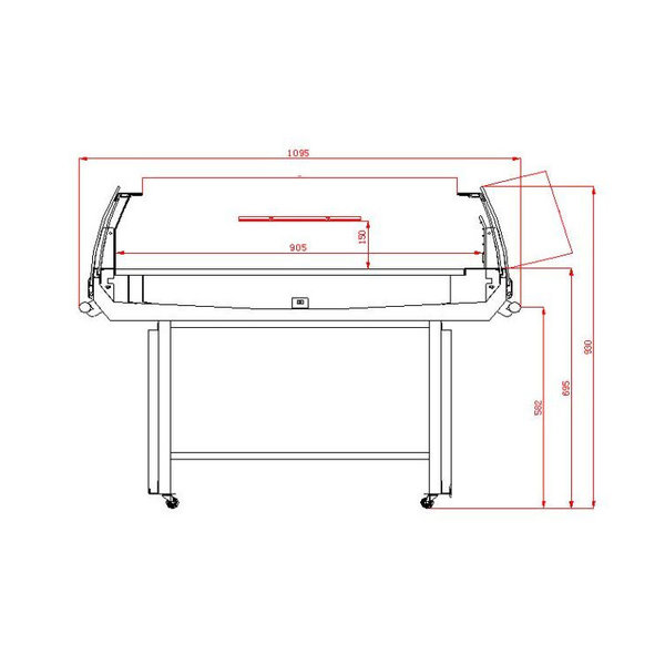 Koeleiland | Zwart | +2°C/+6°C | Geforceerd | 0.55kW | Schuifdeksels | 1370x1080x935(h)mm