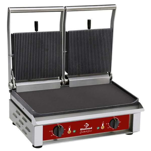 Panini-/Contactgrill | Dubbel | 530x240mm (Glad/Geribd) | 4kW | 600x385x220(h)mm