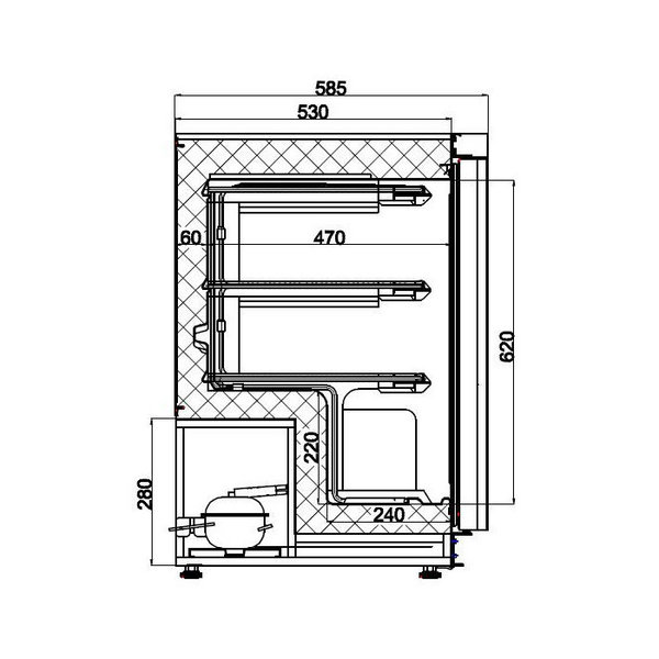 Vrieskast | Energiezuinig | 120L | RVS | -18°C/-22°C | Statisch | 600x585x855(h)mm