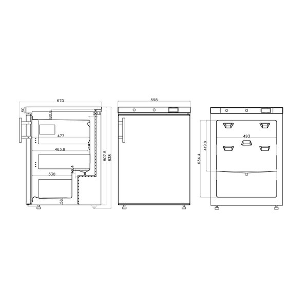 Vrieskast | 200L | RVS | -18°C/-23°C | Statisch | 0.08kW | Wielen | 598x670x838(h)mm