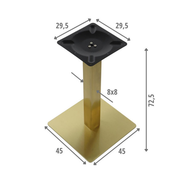Tafelonderstel | FORMA | RVS | Goudkleurig | 450x450x725(h)mm