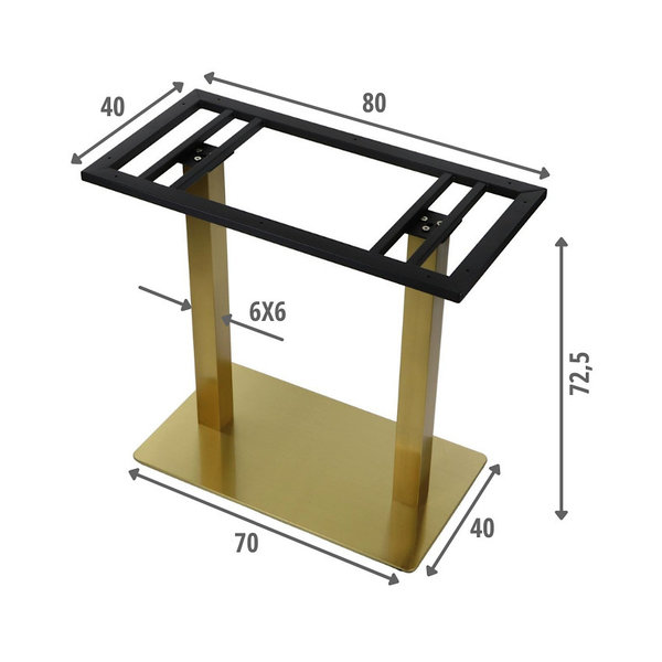 Tafelonderstel | FORMA | RVS | Goudkleurig | Indoor | 700x400x725(h)mm
