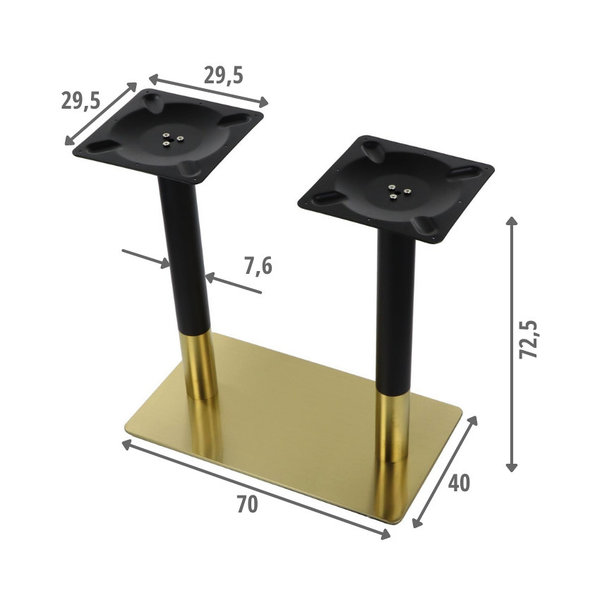 Tafelonderstel | PLAMO | RVS | Zwart/Goudkleurig | 700x400x725(h)mm