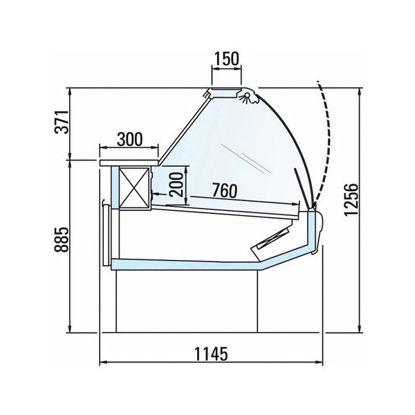 Koeltoonbank | DALLAS3 | -1°C/+5°C | Geforceerd | Kantelruit | Gekoelde Reserve | Koppelbaar | 1330x1145x1256(h)mm