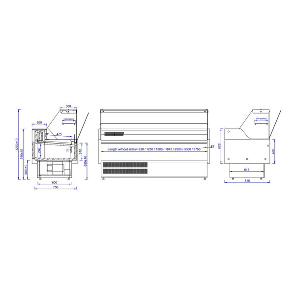 Koeltoonbank | OSCAR | +1°C/+10°C | Statisch | 0.63kW | Kantelruit | Gekoelde Reserve | 1584x815x1280(h)mm