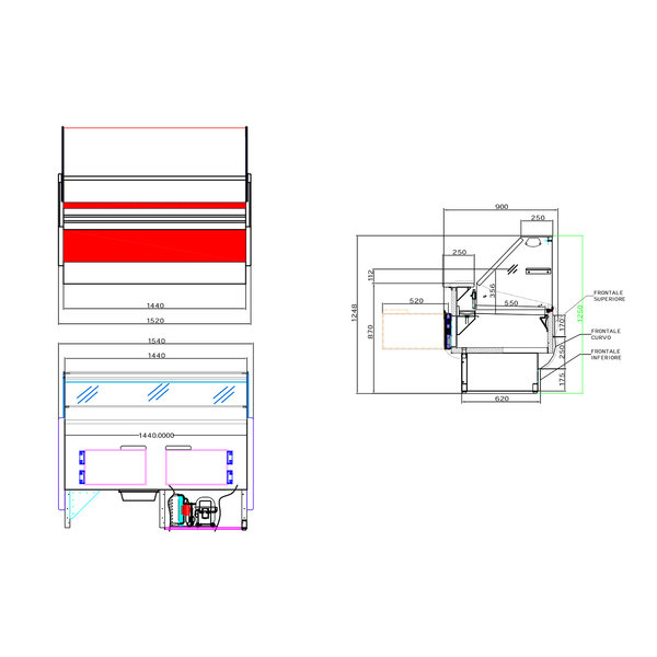 Koeltoonbank | SALINA80 | +3°C/+5°C | Geventileerd | 0.71kW | Gekoelde Reserve | 1520x900x1262(h)mm