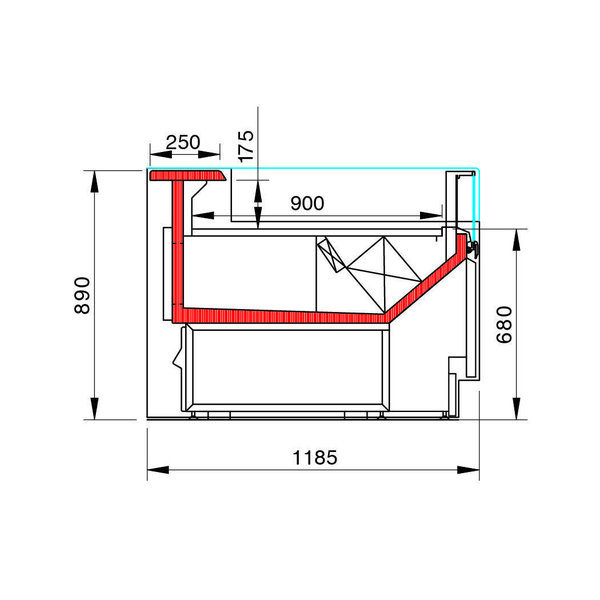Koeltoonbank | MAJOR2 | 0°C/+2°C | Geforceerd | Zelfbediening | Gekoelde Reserve | Koppelbaar | 1330x1185x890(h)mm