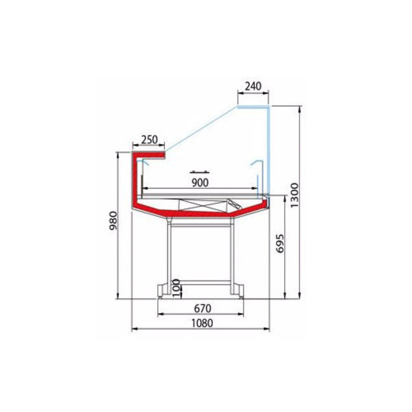Koeltoonbank | IDRA | 0°C/+2°C | Geforceerd | 0.7kW | Koppelbaar | 1280x1080x1300(h)mm