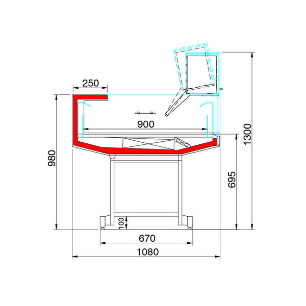 Koeltoonbank | IDRA | 0°C/+2°C | Geforceerd | Zelfbediening | Convertible Schap | Koppelbaar | 1280x1080x1300(h)mm