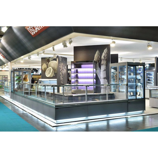 Koeltoonbank (Open Hoek 90°) | MAJOR2 | 0°C/+2°C | Geforceerd | 0.49kW | Kantelruit | Koppelbaar | 1410x1185x1310(h)mm