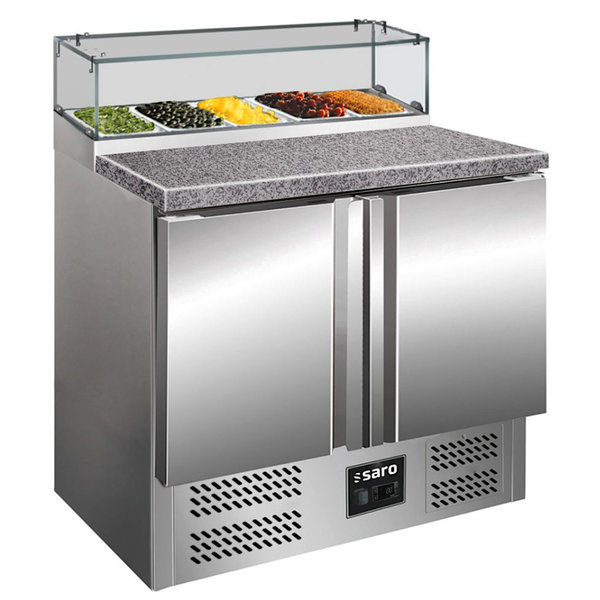 Pizzawerkbank | 257L | 2 Deuren (1/1 GN) | Boven 5x 1/6 GN | +2°C/+8°C | Geventileerd | 0.23kW | 903x700x880/1180(h)mm