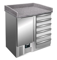 Saro Pizzawerkbank | 109L | 1 Deur (1/1 GN) + 6 Deegladen (EN600x400) | +2°C/+8°C | Statisch + Ventilator | 1000x700x880/1060(h)mm 